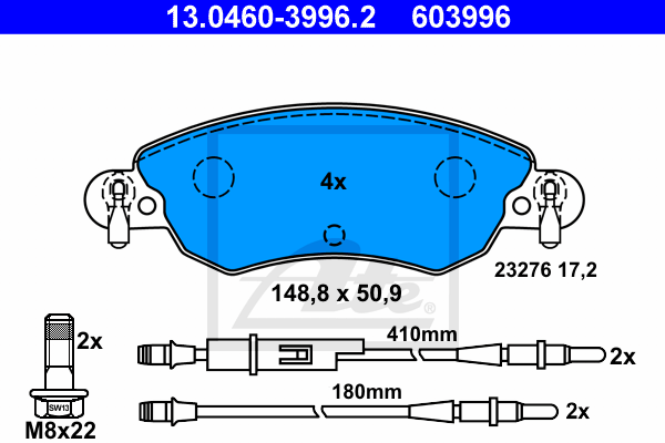 Set placute frana,frana disc 13.0460-3996.2 ATE