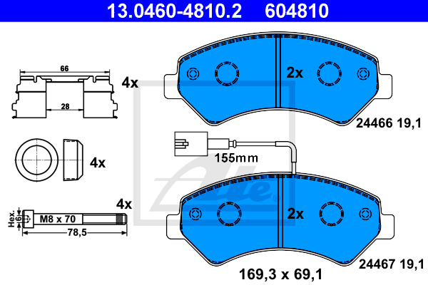 Set placute frana,frana disc 13.0460-4810.2 ATE