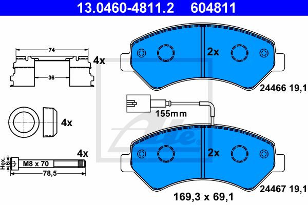 Set placute frana,frana disc 13.0460-4811.2 ATE