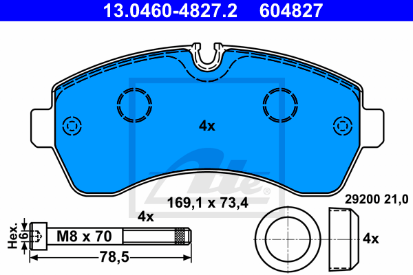 Set placute frana,frana disc 13.0460-4827.2 ATE