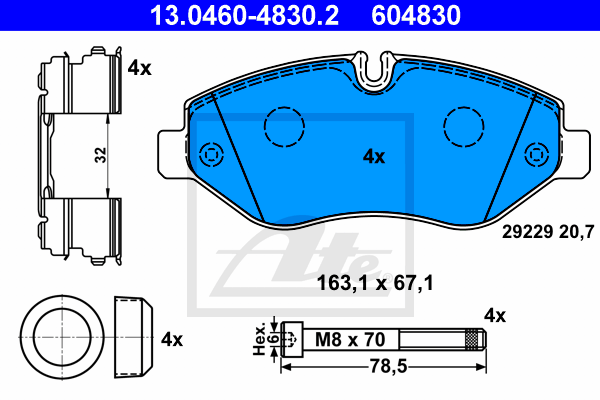 Set placute frana,frana disc 13.0460-4830.2 ATE