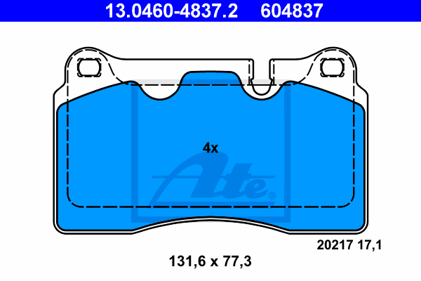 Set placute frana,frana disc 13.0460-4837.2 ATE