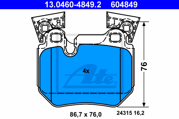 Set placute frana,frana disc 13.0460-4849.2 ATE