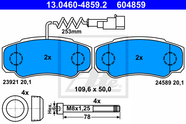 Set placute frana,frana disc 13.0460-4859.2 ATE