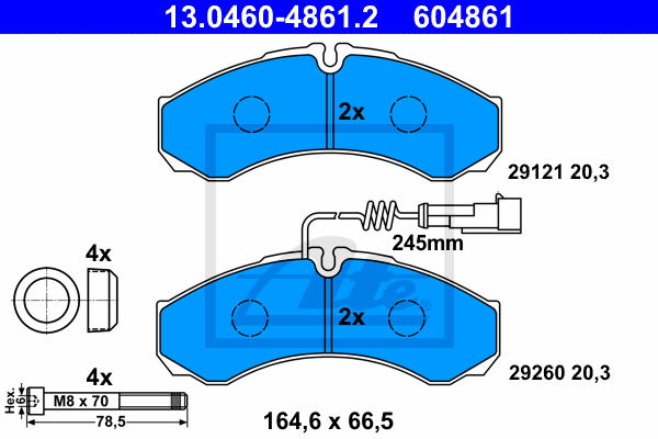 Set placute frana,frana disc 13.0460-4861.2 ATE