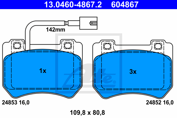 Set placute frana,frana disc 13.0460-4867.2 ATE