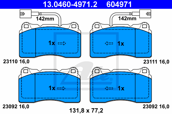 Set placute frana,frana disc 13.0460-4971.2 ATE