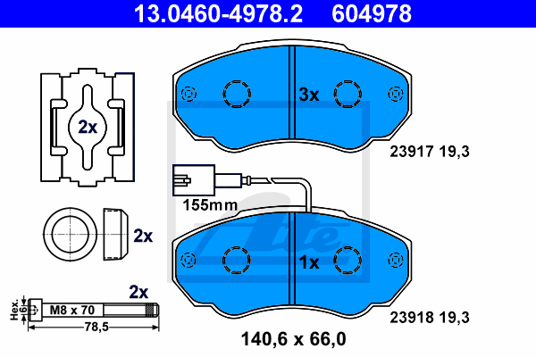 Set placute frana,frana disc 13.0460-4978.2 ATE