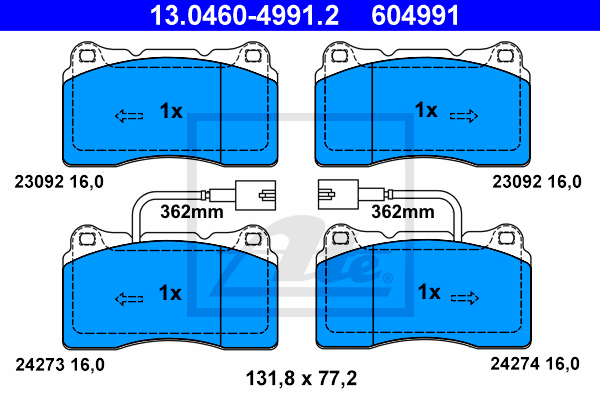 Set placute frana,frana disc 13.0460-4991.2 ATE