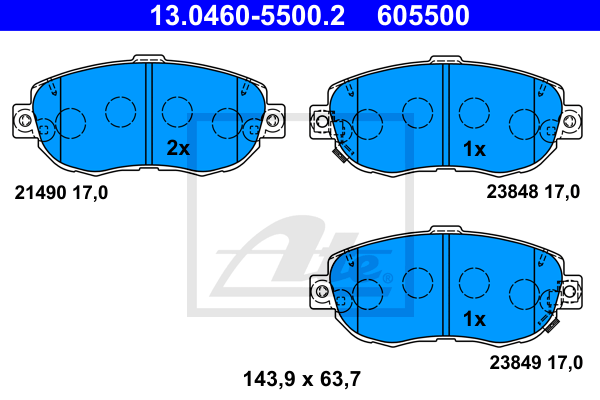 Set placute frana,frana disc 13.0460-5500.2 ATE