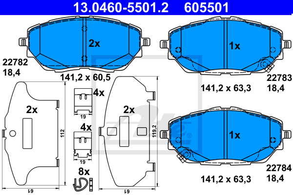 Set placute frana,frana disc 13.0460-5501.2 ATE