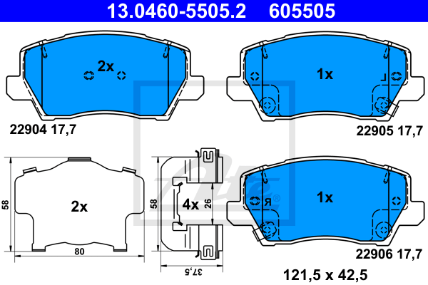 Set placute frana,frana disc 13.0460-5505.2 ATE