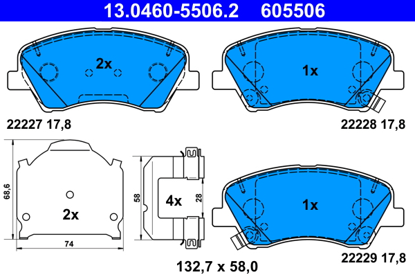 Set placute frana,frana disc 13.0460-5506.2 ATE