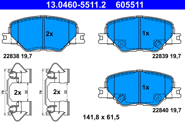 Set placute frana,frana disc 13.0460-5511.2 ATE