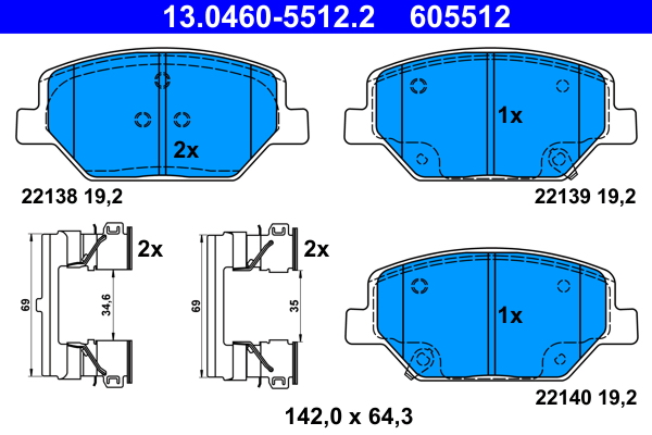 Set placute frana,frana disc 13.0460-5512.2 ATE