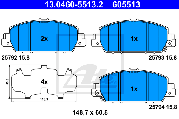 Set placute frana,frana disc 13.0460-5513.2 ATE