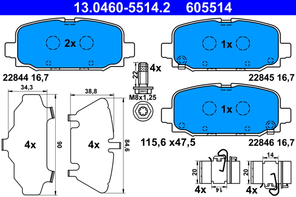 Set placute frana,frana disc 13.0460-5514.2 ATE