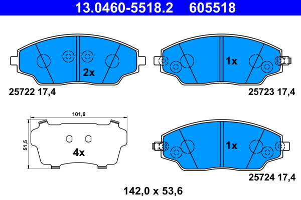 Set placute frana,frana disc 13.0460-5518.2 ATE