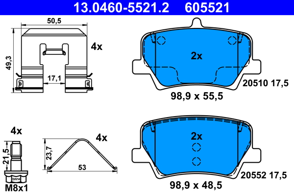 Set placute frana,frana disc 13.0460-5521.2 ATE