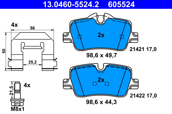 Set placute frana,frana disc 13.0460-5524.2 ATE