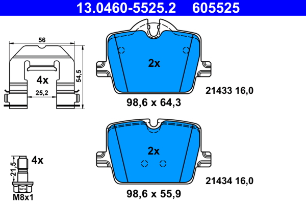 Set placute frana,frana disc 13.0460-5525.2 ATE