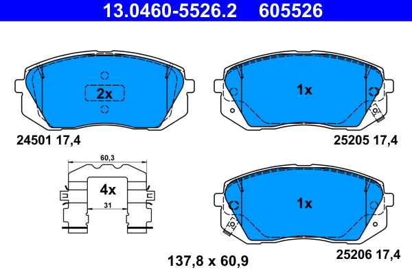 Set placute frana,frana disc 13.0460-5526.2 ATE