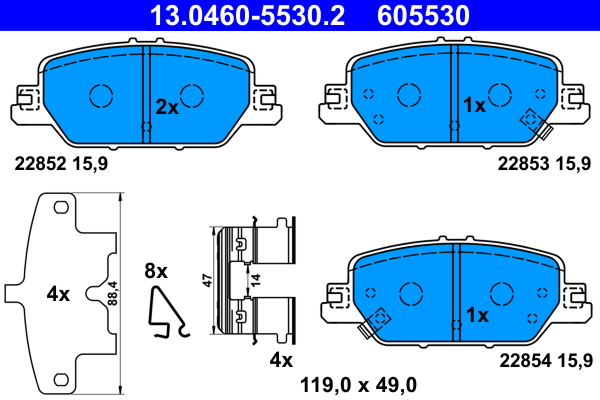 Set placute frana,frana disc 13.0460-5530.2 ATE