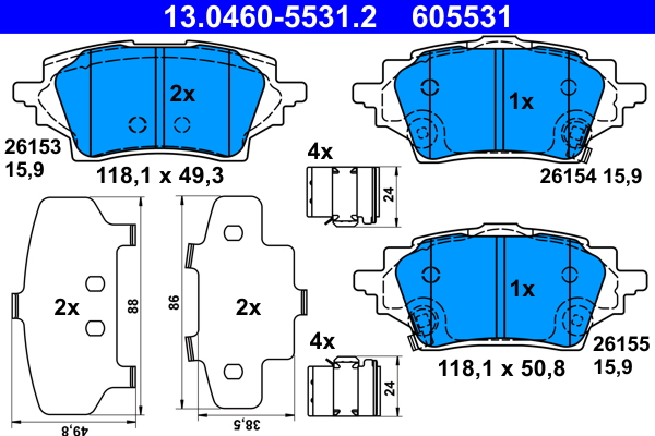 Set placute frana,frana disc 13.0460-5531.2 ATE