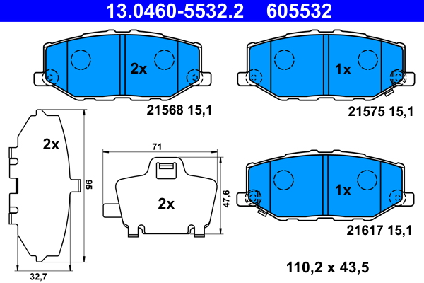 Set placute frana,frana disc 13.0460-5532.2 ATE