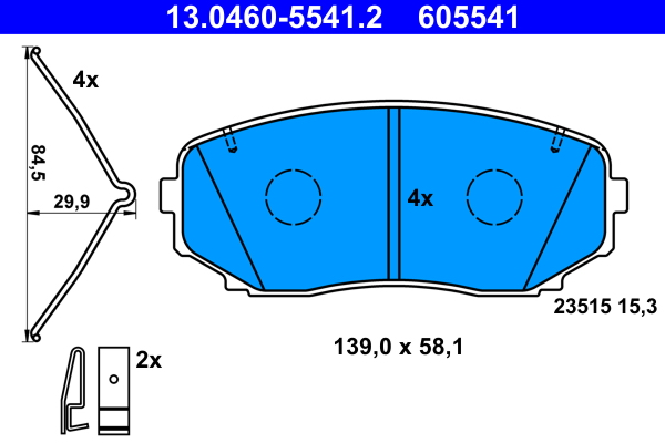 Set placute frana,frana disc 13.0460-5541.2 ATE