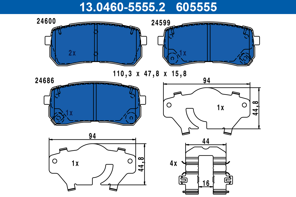 Set placute frana,frana disc 13.0460-5555.2 ATE