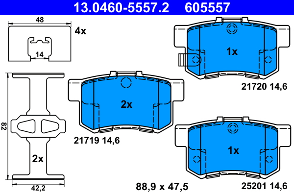 Set placute frana,frana disc 13.0460-5557.2 ATE