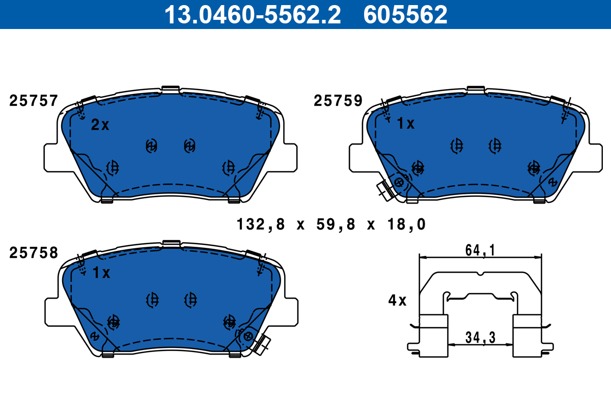 Set placute frana,frana disc 13.0460-5562.2 ATE