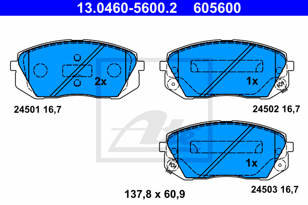 Set placute frana,frana disc 13.0460-5600.2 ATE