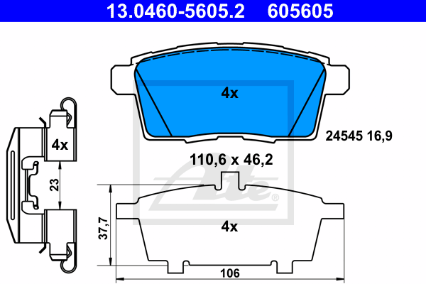 Set placute frana,frana disc 13.0460-5605.2 ATE