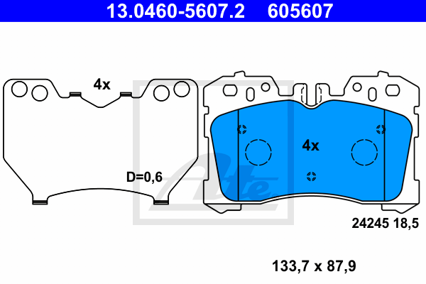 Set placute frana,frana disc 13.0460-5607.2 ATE