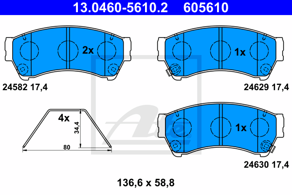 Set placute frana,frana disc 13.0460-5610.2 ATE