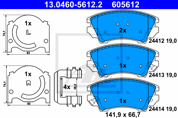 Set placute frana,frana disc 13.0460-5612.2 ATE