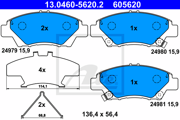 Set placute frana,frana disc 13.0460-5620.2 ATE