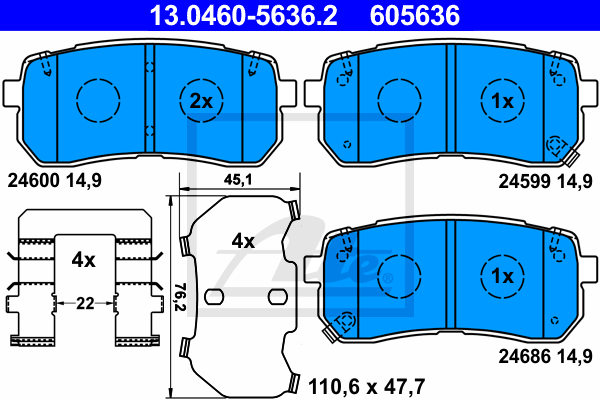 Set placute frana,frana disc 13.0460-5636.2 ATE