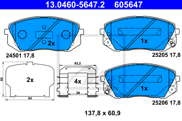 Set placute frana,frana disc 13.0460-5647.2 ATE