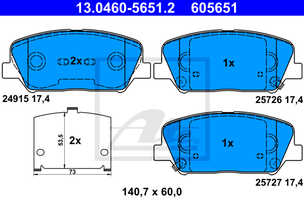 Set placute frana,frana disc 13.0460-5651.2 ATE