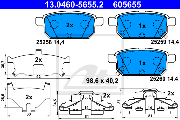 Set placute frana,frana disc 13.0460-5655.2 ATE