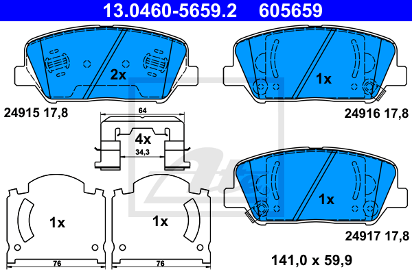 Set placute frana,frana disc 13.0460-5659.2 ATE