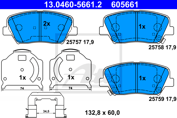 Set placute frana,frana disc 13.0460-5661.2 ATE