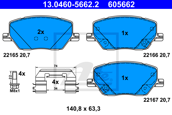 Set placute frana,frana disc 13.0460-5662.2 ATE