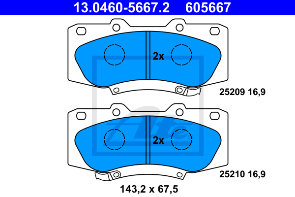 Set placute frana,frana disc 13.0460-5667.2 ATE