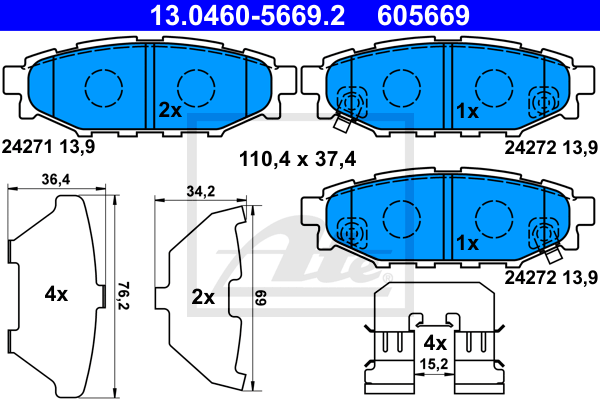 Set placute frana,frana disc 13.0460-5669.2 ATE