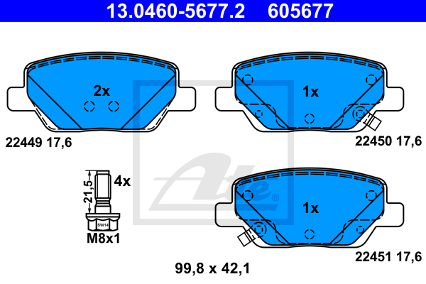 Set placute frana,frana disc 13.0460-5677.2 ATE