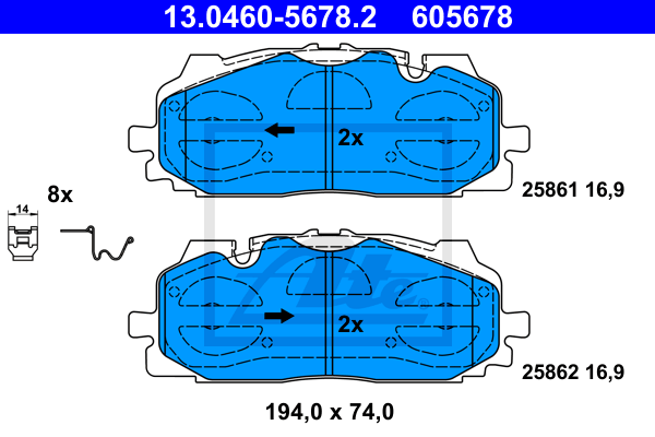 Set placute frana,frana disc 13.0460-5678.2 ATE